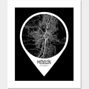 Medellin, Colombia City Map - Travel Pin Posters and Art